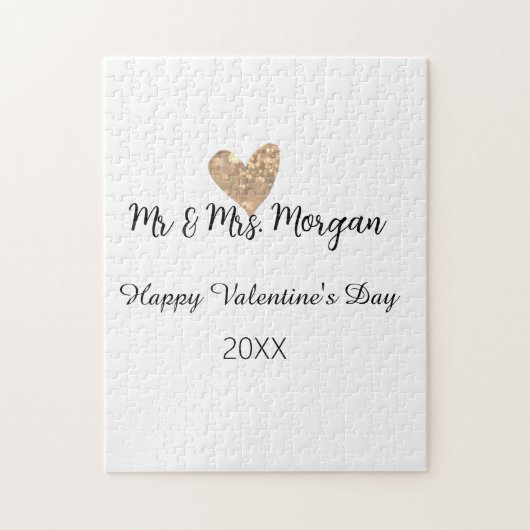Mr & Mrs name happy Valentine's day gold heart  Legpuzzel (Verticaal)