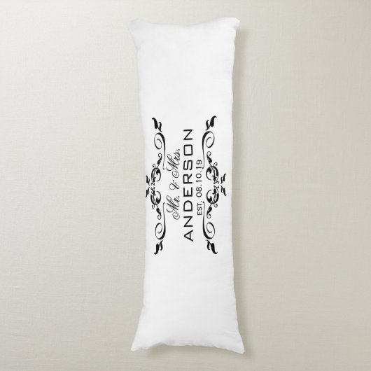 Mr. & Mrs Name Personalized Wedding Date Gift Lichaamskussen (Voorkant Verticaal)