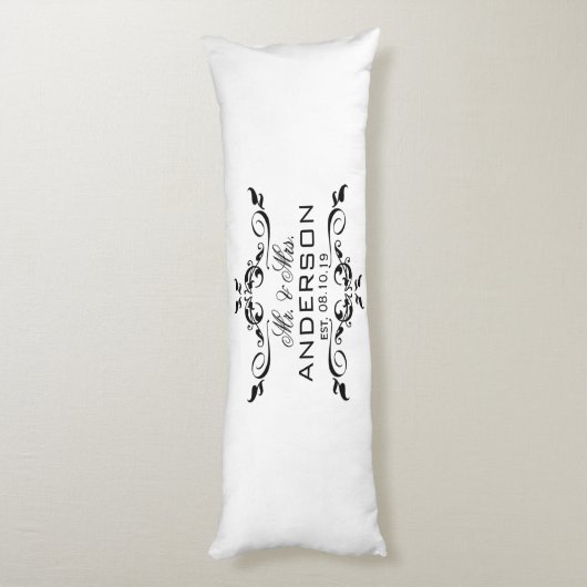 Mr. & Mrs Name Personalized Wedding Date Gift Lichaamskussen (Achterkant (Verticaal))