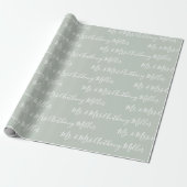 Mr. & Mrs. Name Sage Green Elegant Cadeaupapier (Uitgerold)