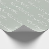 Mr. & Mrs. Name Sage Green Elegant Cadeaupapier (Hoek)