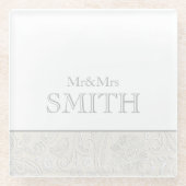 Mr&Mrs NAME Wedding Keepsake Elegant Onderzetter (Voorkant)