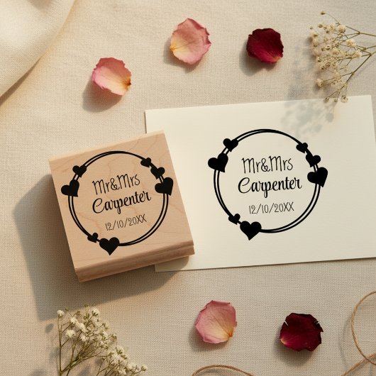 Mr&Mrs Names and Wedding Date Romantic Stamp Rubberstempel