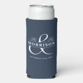 Mr. Mrs. Navy Blue Romantische Wedding Favoriet Seltzer Blikjeskoeler (Seltzer Voorkant)