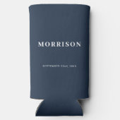 Mr. Mrs. Navy Blue Romantische Wedding Favoriet Seltzer Blikjeskoeler (Achterkant)