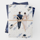 Mr & Mrs Navy Bruiloft inpakpapier (In situ)