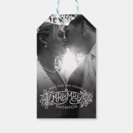 Mr & Mrs Newlywed winter bruiloft bedankt jullie l Cadeaulabel