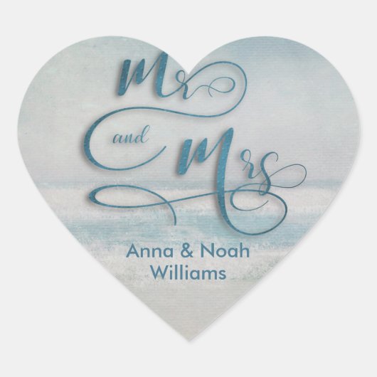Mr. & Mrs. Ocean waterverf Hart Sticker (Voorkant)