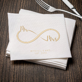 Mr. & Mrs. Oneindigheidssymbool Trouw Goud Folie Servetten