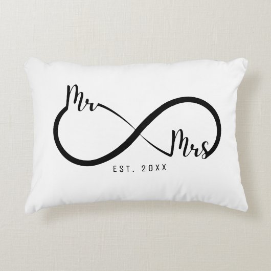 Mr & Mrs Oneindigheidssymbool Wit Accent Kussen (Voorkant)
