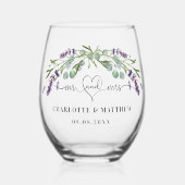 Mr. Mrs. onlangs trouwt lavendel bruiloft Wijnglas Zonder Voet (Voorkant)