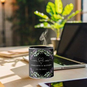 Mr. Mrs. Onlangs Trouwt Lavendel Zwart Bruiloft Mok