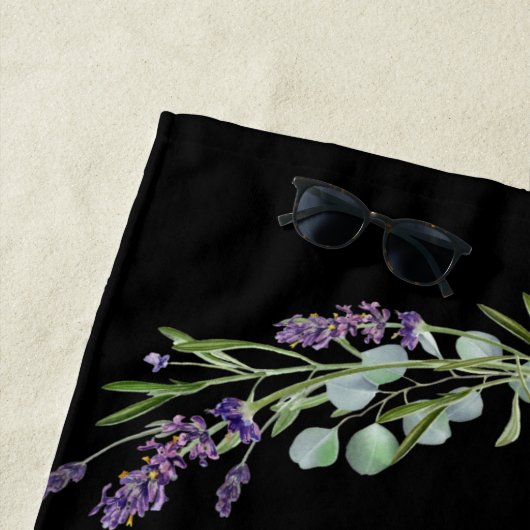 Mr. Mrs. Onlangs Trouwt Lavendel Zwart Bruiloft Strandlaken (In situ)