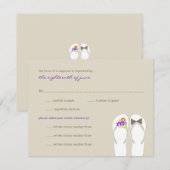 Mr & Mrs Paarse Teenslippers Beach bruiloft RSVP-k RSVP Kaartje (Voorkant / Achterkant)