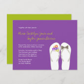 Mr & Mrs Paarse Teenslippers Beach bruiloft uitnod Kaart (Voorkant / Achterkant)