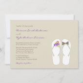 Mr & Mrs Paarse Teenslippers Beach bruiloft uitnod Kaart (Voorkant)