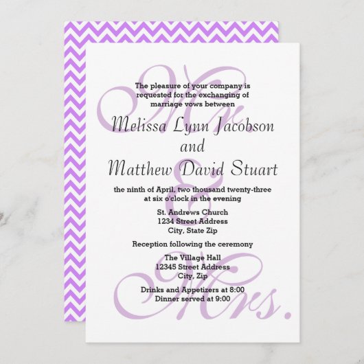 Mr & Mrs Paarse - Uitnodiging voor bruiloft en rec (Voorkant / Achterkant)