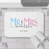 Mr & Mrs Pas getrouwd Paar Bruiloft Jubileum Wit Badmat