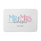 Mr & Mrs Pas getrouwd Paar Bruiloft Jubileum Wit Badmat (Voorkant)