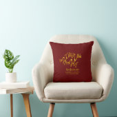 MR & MRS Pasgetrouwd Net Getrouwd BURGUNDY Goud KA Kussen (Stoel)