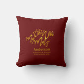 MR & MRS Pasgetrouwd Net Getrouwd BURGUNDY Goud KA Kussen (Voorkant)