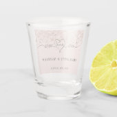 Mr mrs pasgetrouwd roze goud trouwfeest shot glas (Achterkant)
