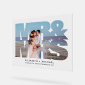 Mr. Mrs. Passen getrouwd Foto Bruiloft Acryl teken Bord (Hoek)