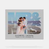 Mr. Mrs. Passen getrouwd Foto Bruiloft Frosted Acryl Bord (Voorkant)