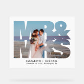 Mr. Mrs. Passen getrouwd Foto Bruiloft Wit Acryl Bord (Voorkant)