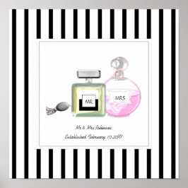 Mr & Mrs Perfume Bottles Personalized Wedding Poster