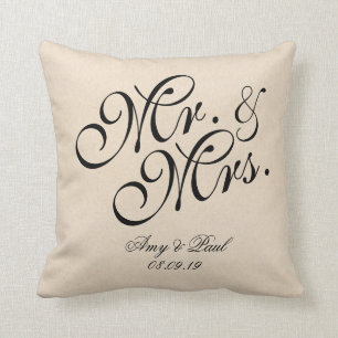 Mr&Mrs.Personalized Cotton Textured Kussen