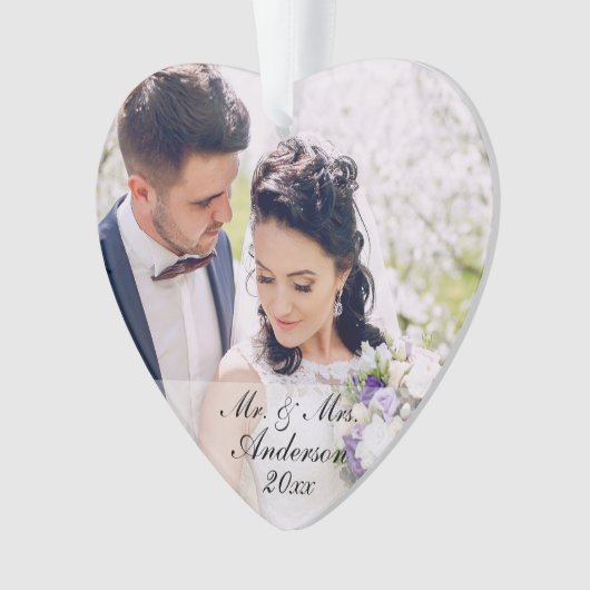 Mr. & Mrs Personalized Photo Ornament W (voorkant)