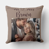 Mr & Mrs Personalized Photo Throw Pillow Kussen (Achterkant)
