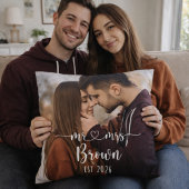 Mr & Mrs Personalized Photo Throw Pillow Kussen