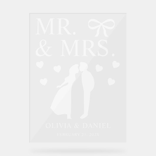 Mr. & Mrs. Personalized Wedding Acryl Bord (Voorkant)