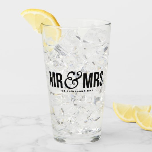 Mr. & Mrs. Personalized Wedding Favor Glas (Voorkant ijs)