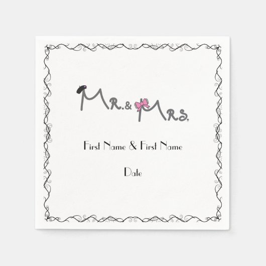 Mr. & Mrs. Personalized Wedding Napkins Servet (Voorkant)