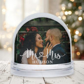 Mr & Mrs Personalized Wedding Photo Sneeuwbol