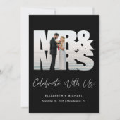 Mr. Mrs. Photo Black huwelijksreceptie Kaart (Voorkant)