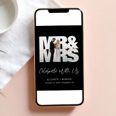 Mr. Mrs. Photo Black huwelijksreceptie Kaart