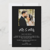 Mr. Mrs. Photo Black White Wedding Dank u wel Card Bedankkaart (Achterkant)