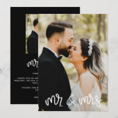 Mr. Mrs. Photo Black White Wedding Dank u wel Card Bedankkaart (Voorkant / Achterkant)