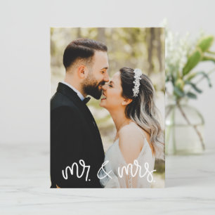 Mr. Mrs. Photo Black White Wedding Dank u wel Card Bedankkaart
