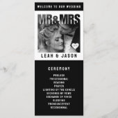 Mr & Mrs Photo Block Hart Zwart & Wit Trouwen Programmakaart (Voorkant)