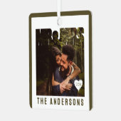 Mr & Mrs Photo Block Heart Jubileum Naam Metalen Ornament (Voorkant links)