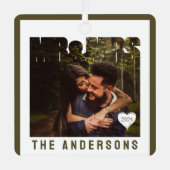 Mr & Mrs Photo Block Heart Jubileum Naam Metalen Ornament (Voorkant)