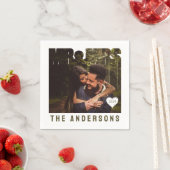 Mr & Mrs Photo Block Heart Jubileum Naam Servet (Insitu)