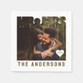 Mr & Mrs Photo Block Heart Jubileum Naam Servet (Voorkant)