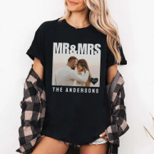 Mr & Mrs Photo Block Heart Jubileum Namen Zwart