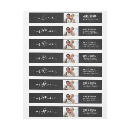 Mr & Mrs Photo Chalkboard Adres Label (Vel)